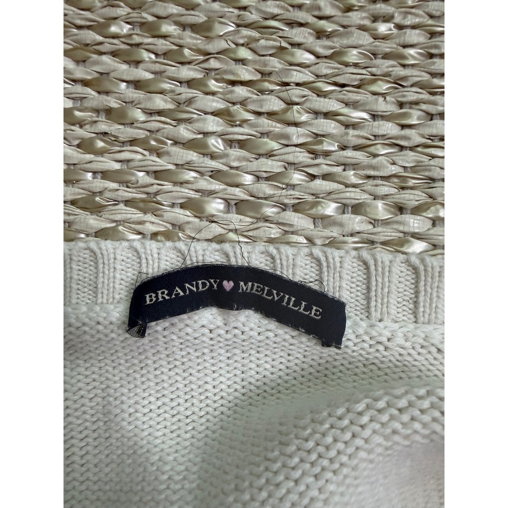 Brandy Melville Cream Oversized V-Neck Button Front Knit Cardigan Sweater chunky - Picture 6 of 8